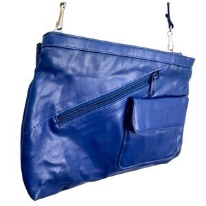 Vintage blue faux leather crossbody bag